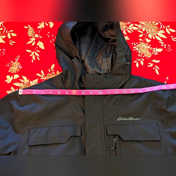 Eddie Bauer Weatheredge Men's Black Hooded Raincoat Hip-Length - Picture 12 of 12